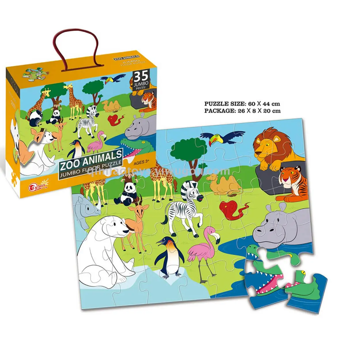 ZOO ANIMALS JUMBO FLOOR PUZZLE – 35 PIECES - Toys & More